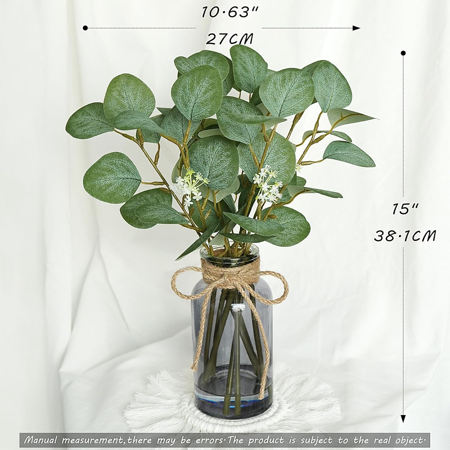 Artificial Eucalyptus Stems in Black Vase with Faux Water