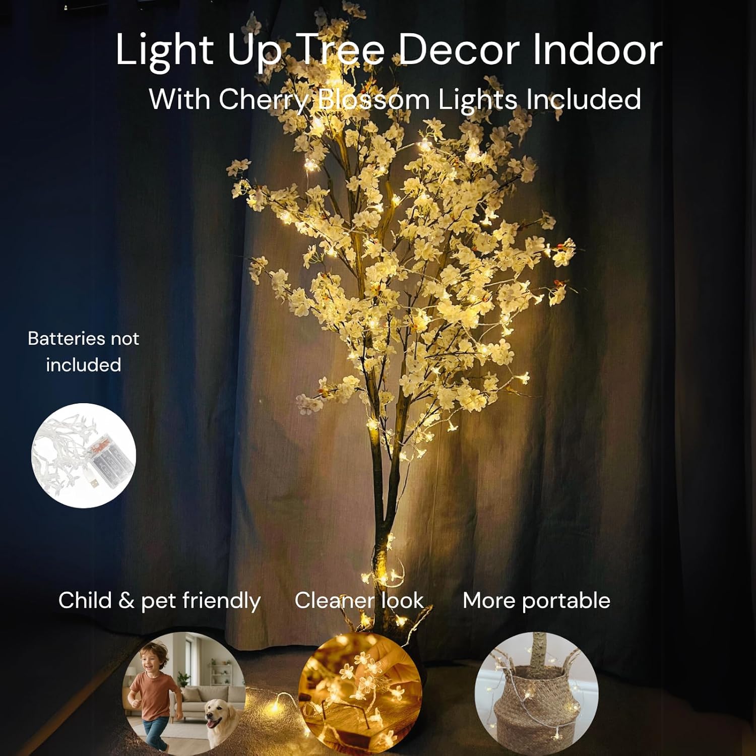 6ft Light Up Cherry Blossom Tree with Plant Basket