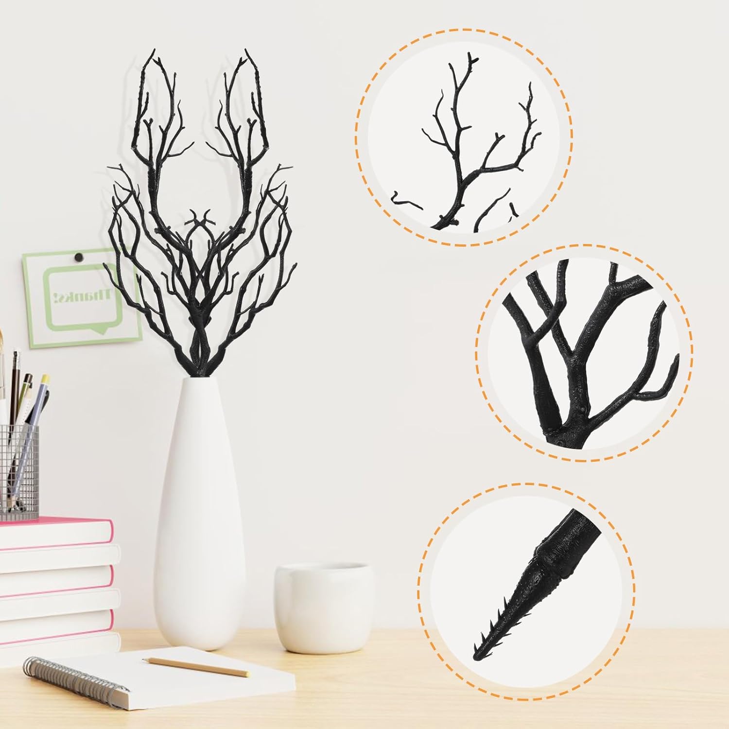 Artificial Antler Dried Tree Branches 4pcs Black Plastic Manzanita Decor