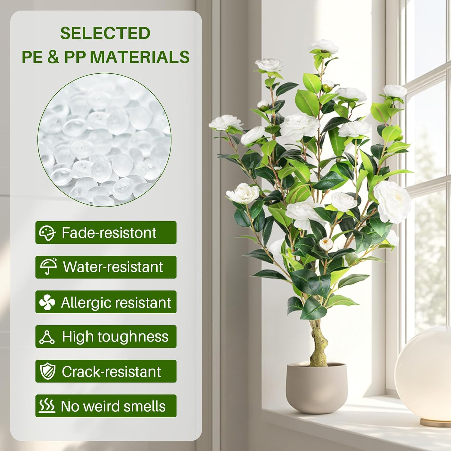 Berdkaba Artificial Camellia Tree 2 Pack White 3FT Set