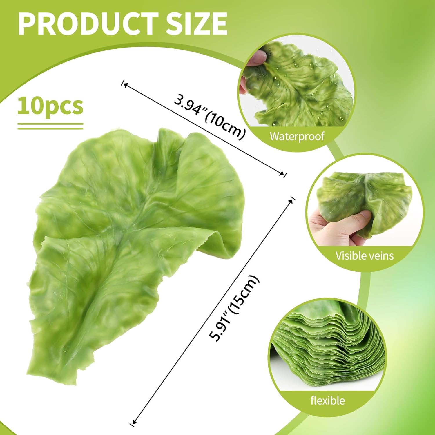 10PCS Realistic Artificial Lettuce Leaves for Decor