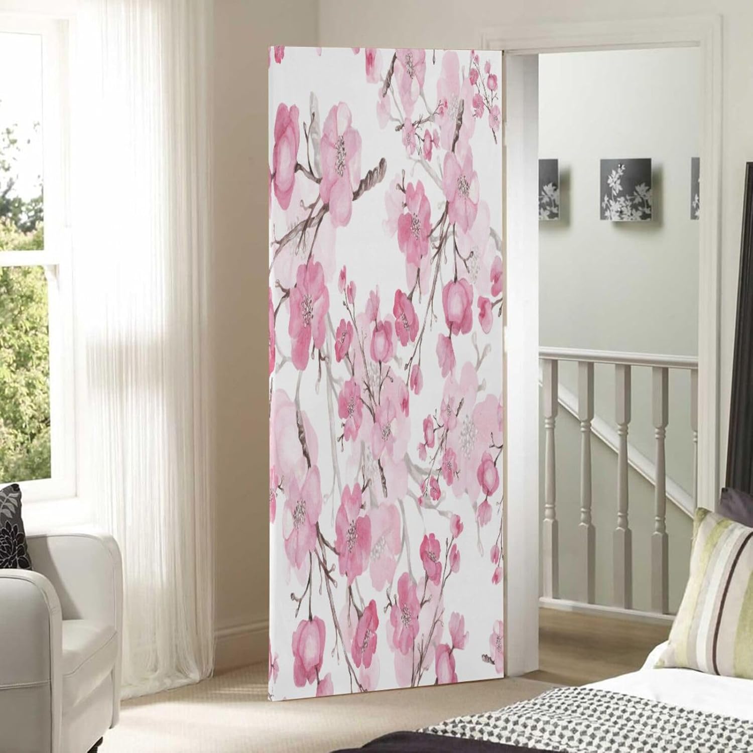 Susiyo Watercolor Cherry Blossom Halloween Door Cover