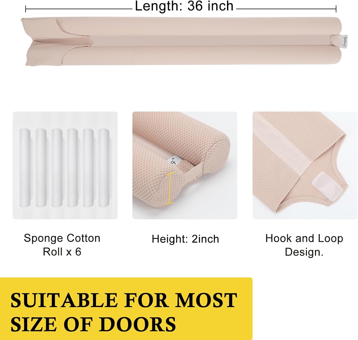 Fowong Door Draft Stopper Adjustable 30-36 Beige