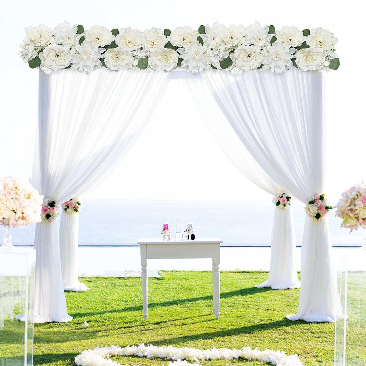 Wedding Arch Decorations Pack of 4 Artificial Flowers White