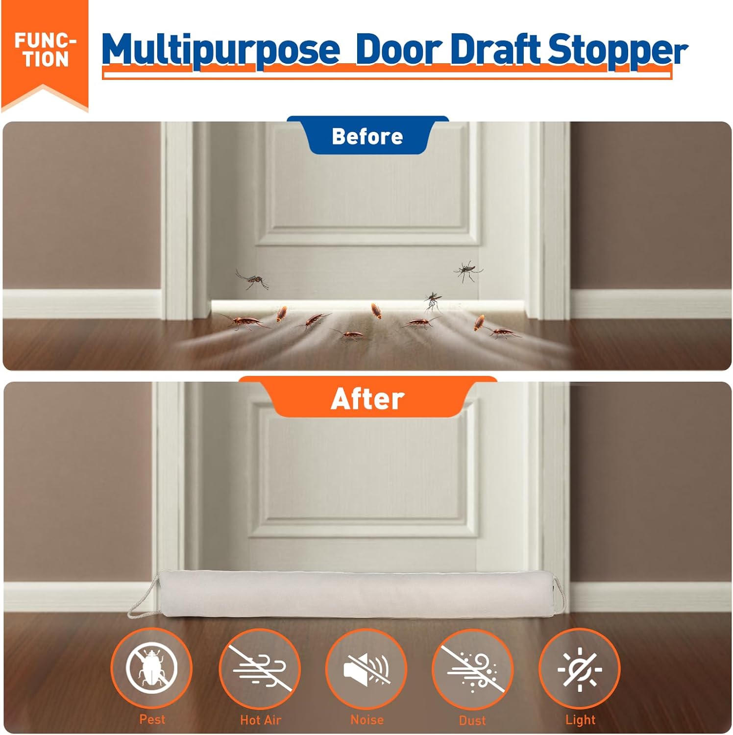 MAGZO Door Draft Stopper 32 Inch - Beige