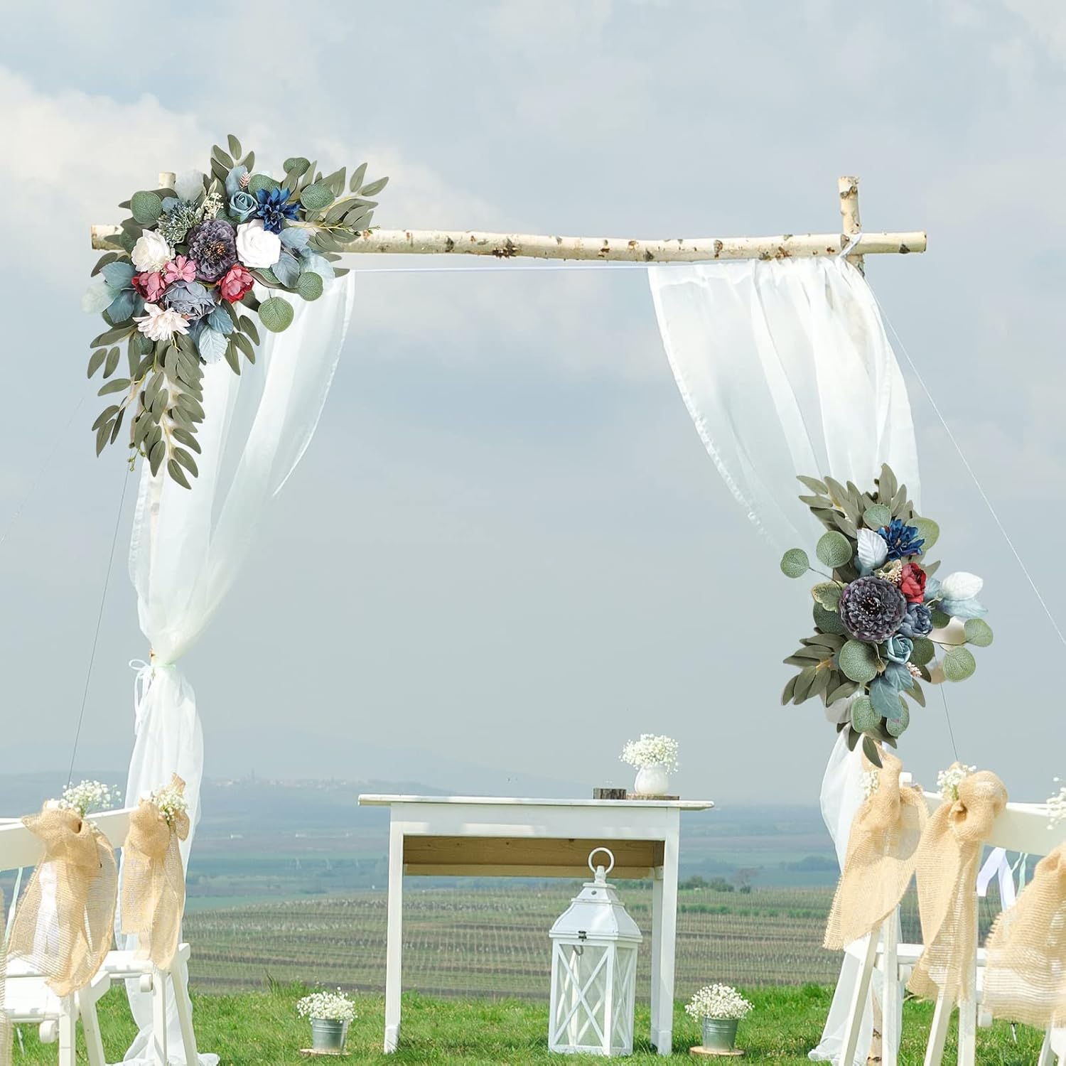FQQWEE 2Pcs Artificial Wedding Arch Flowers Kit