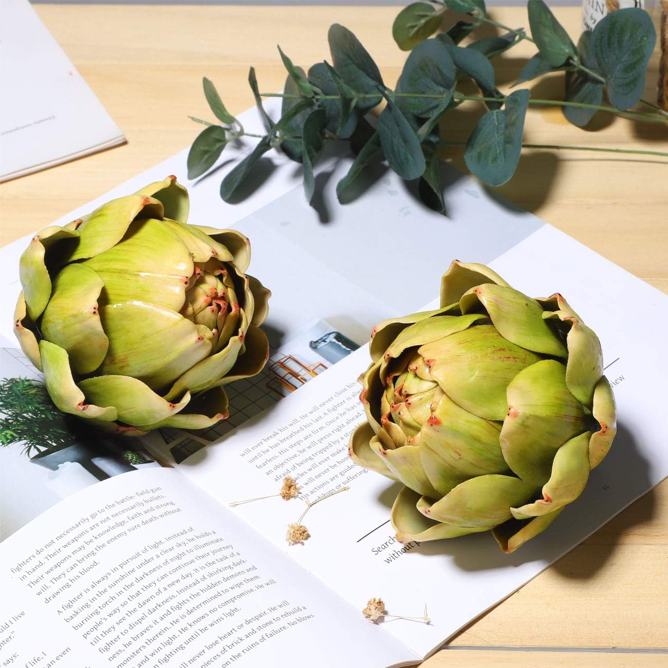 Large Green Artificial Artichoke Decor Set 6pcs