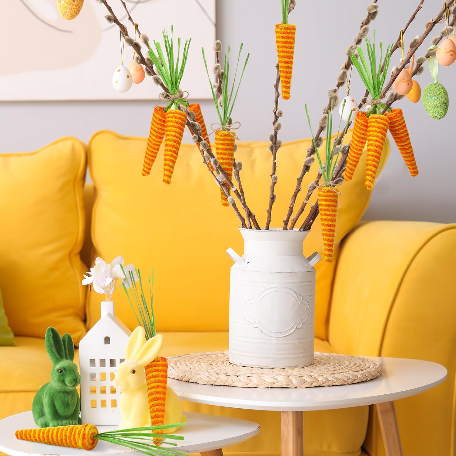 20 Pcs Easter Carrots Decor Sisal Fiber Garland
