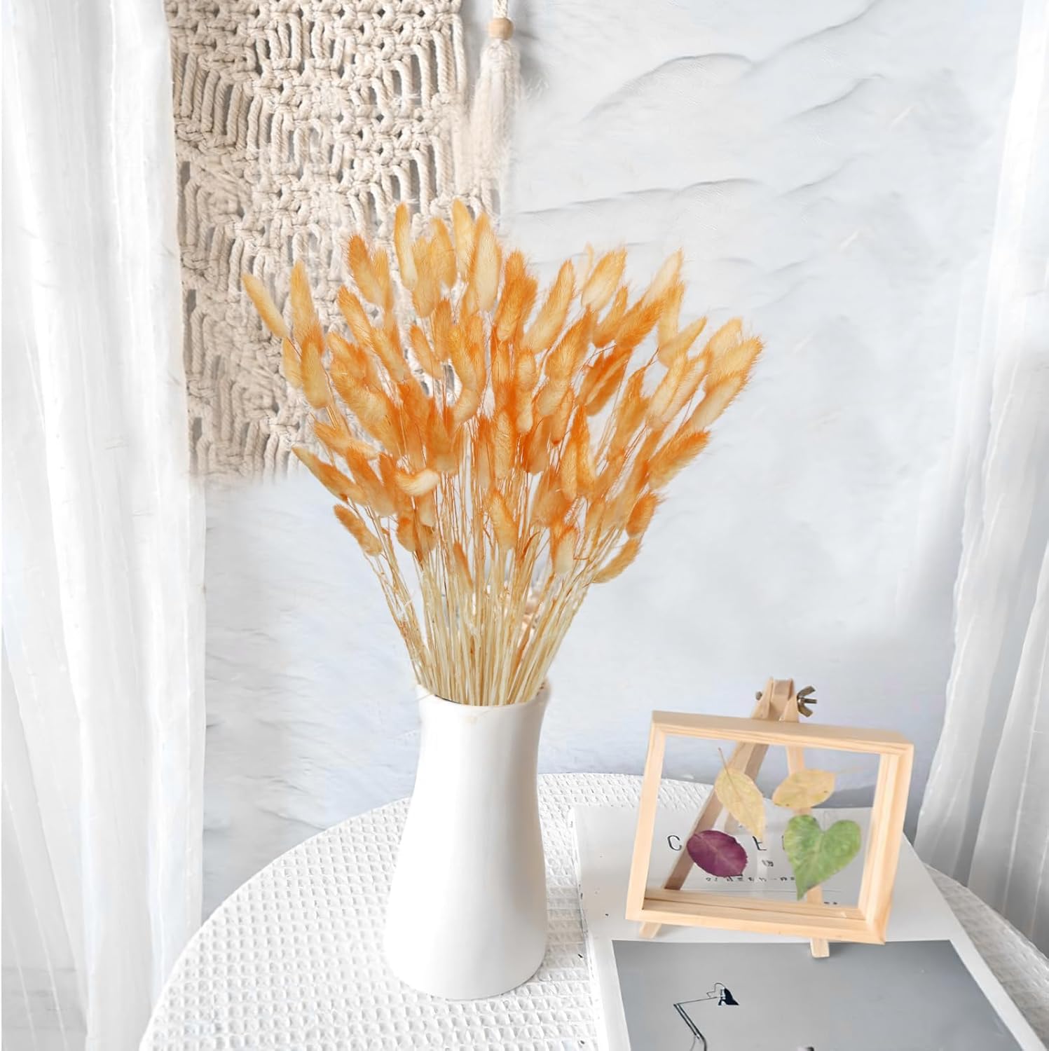 120 Pcs Dark Orange Dried Lagurus Ovatus Flowers