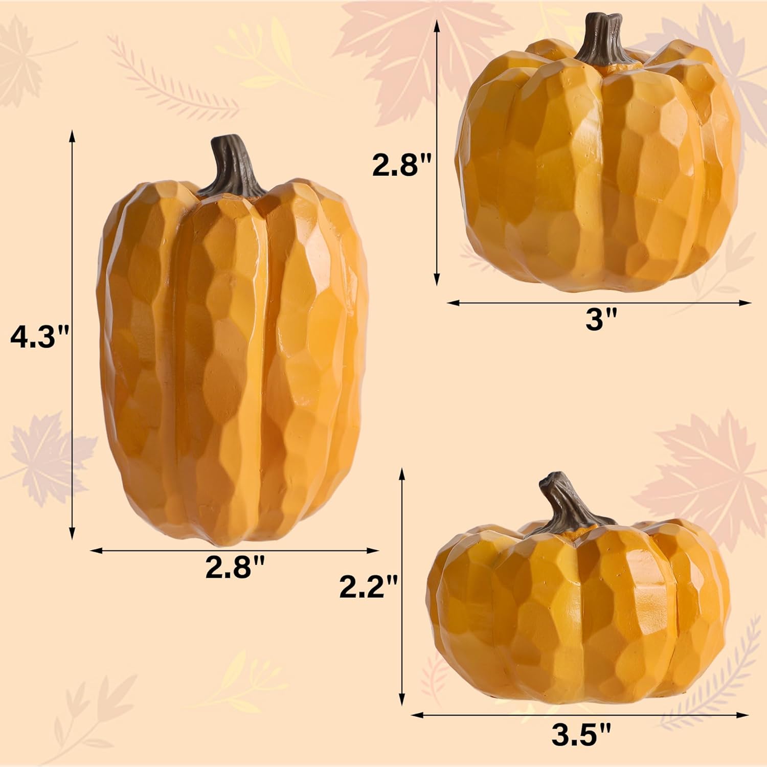 Winemana Artificial Yellow Pumpkin Centerpiece Set of 3