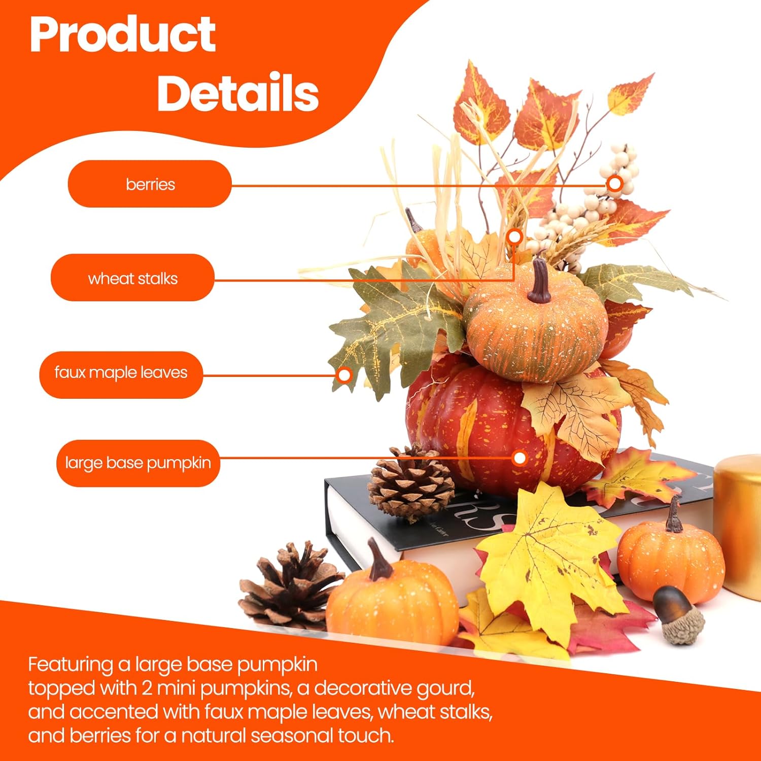 Fall Centerpieces for Tables - Artificial Pumpkin Decor