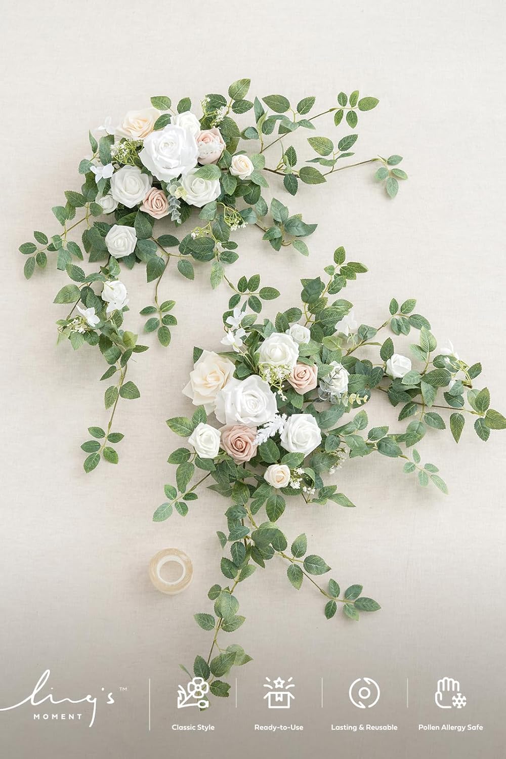 Lings Moment 2PCS Artificial Floral Swags Arch Wedding Centerpieces