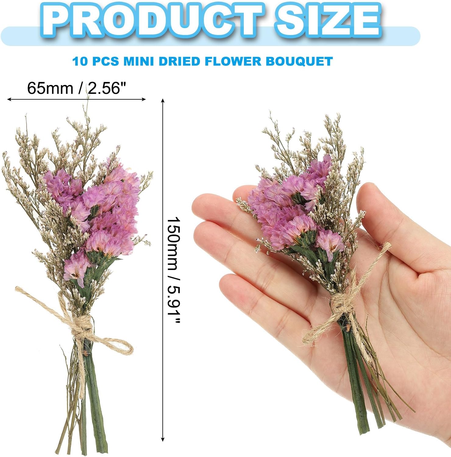 PATIKIL Mini Dried Flower Bouquet Pink Boho Decor