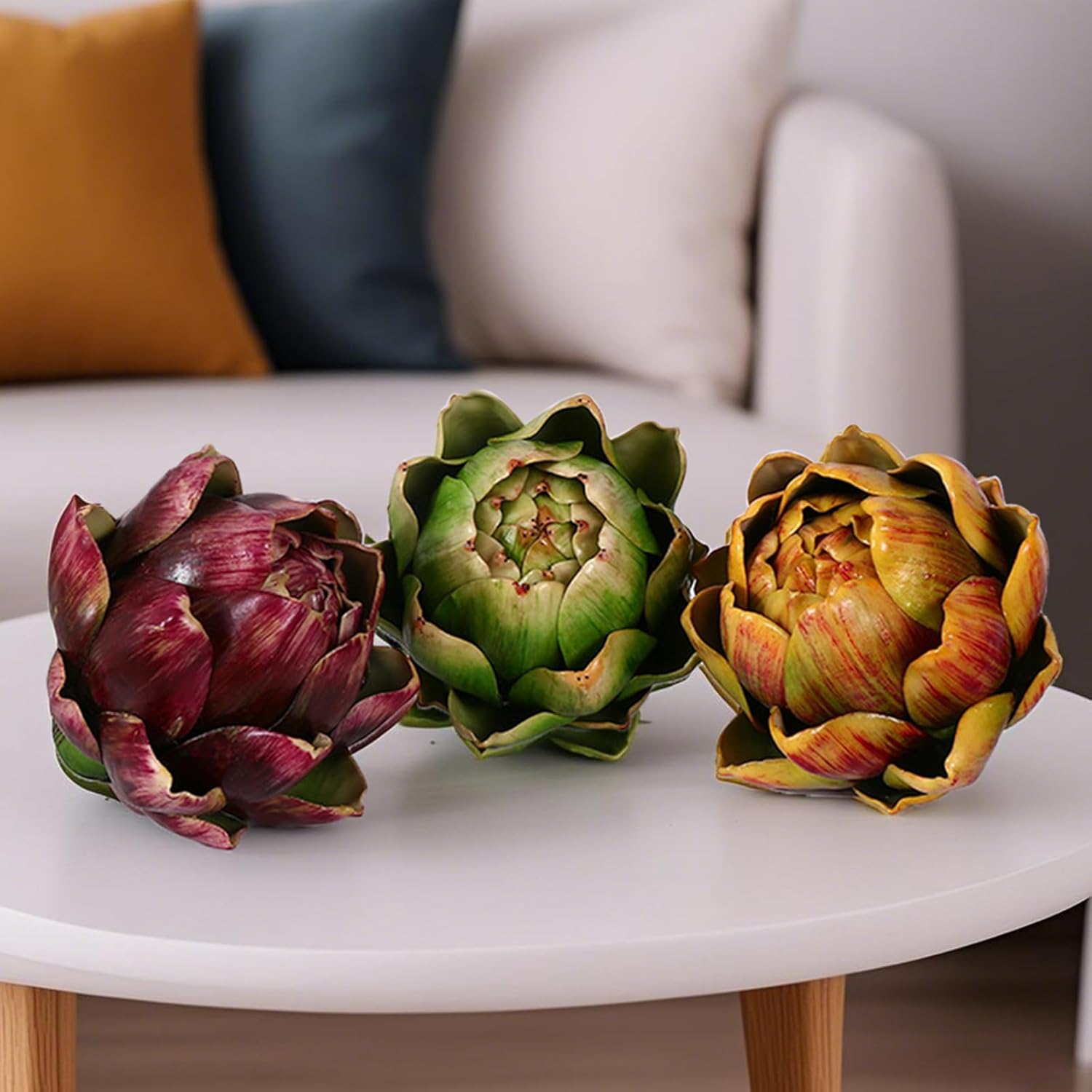 Fake Artificial Artichoke - 3 Yellow Small Decor