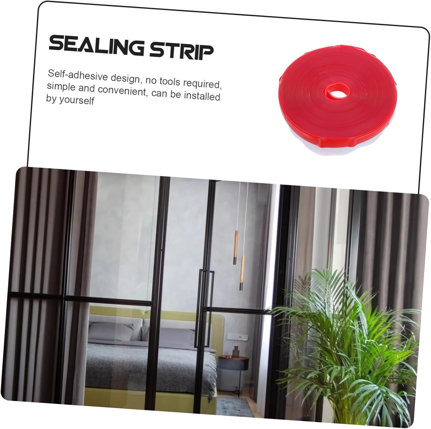HOMSFOU Self-Adhesive Door Weather Stripping Seal Strip
