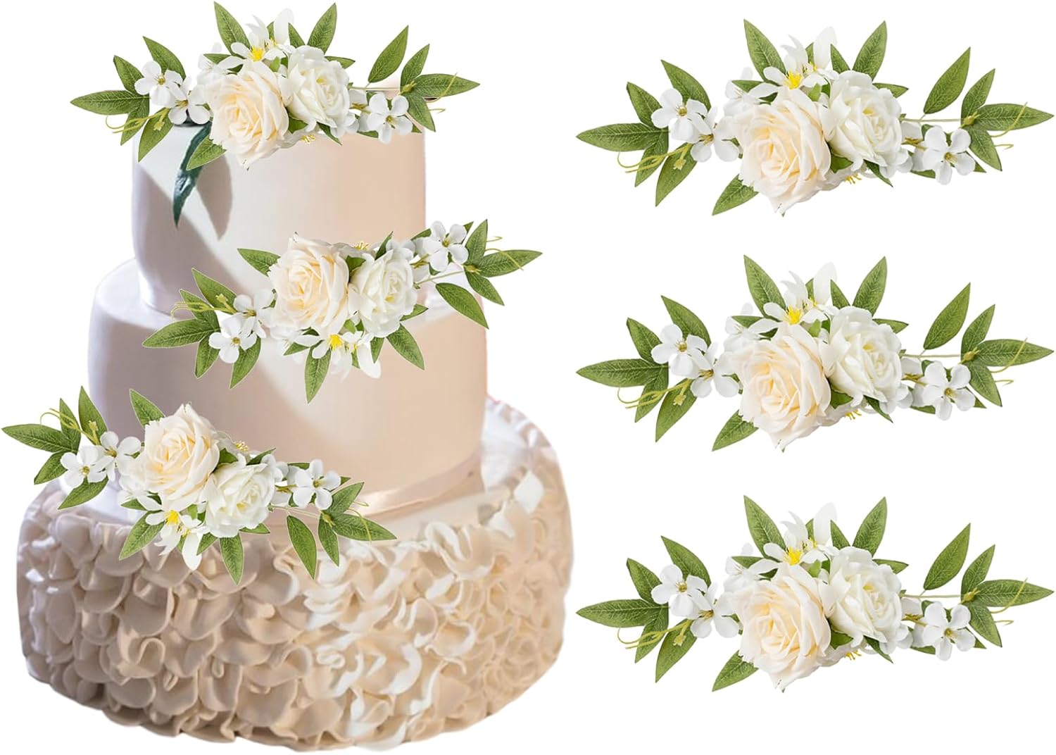 Keebgyy 3 Piece Rustic Wedding Cake Topper Flowers
