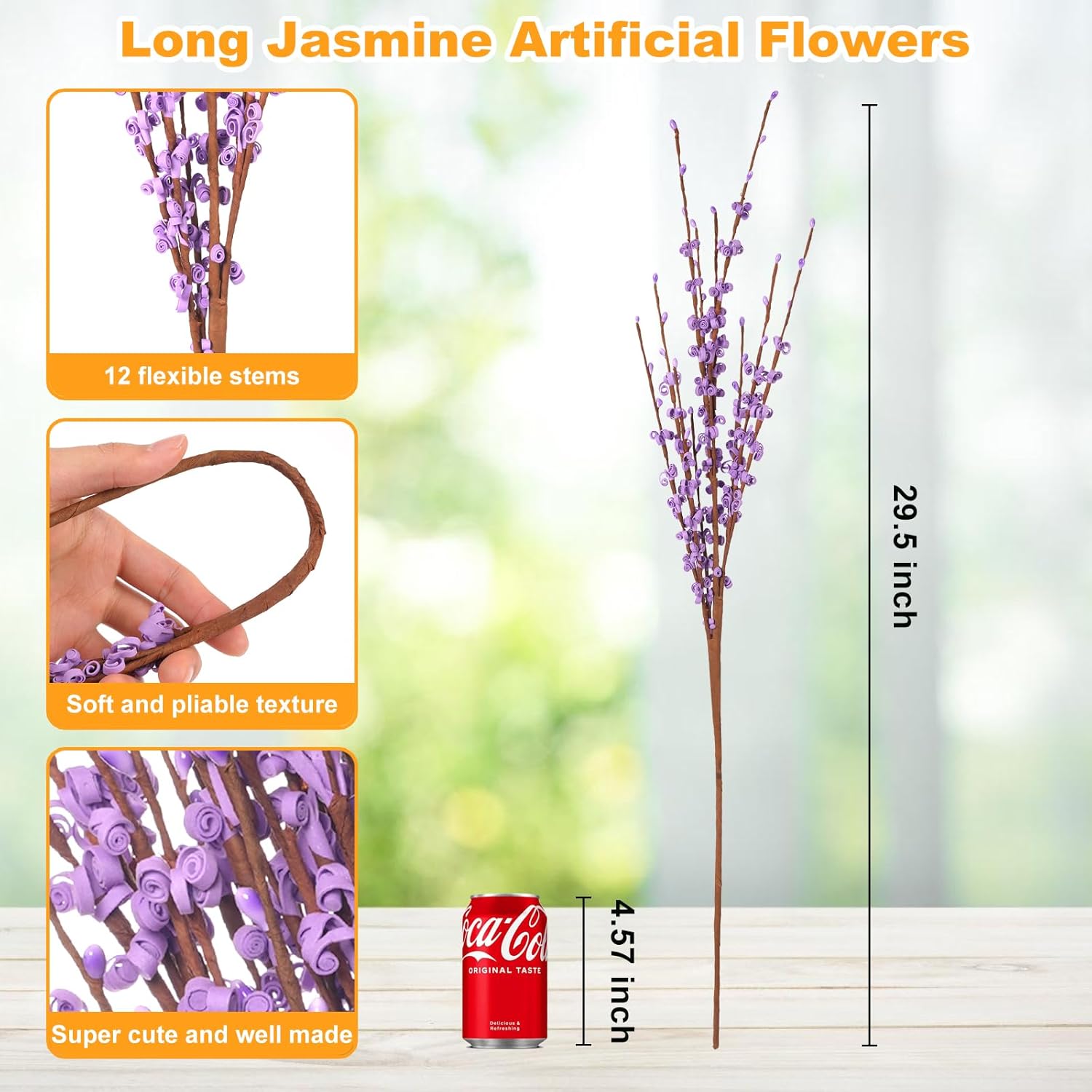 5 Pcs 295 Inch Artificial Jasmine Flowers for Home Office Wedding Centerpieces