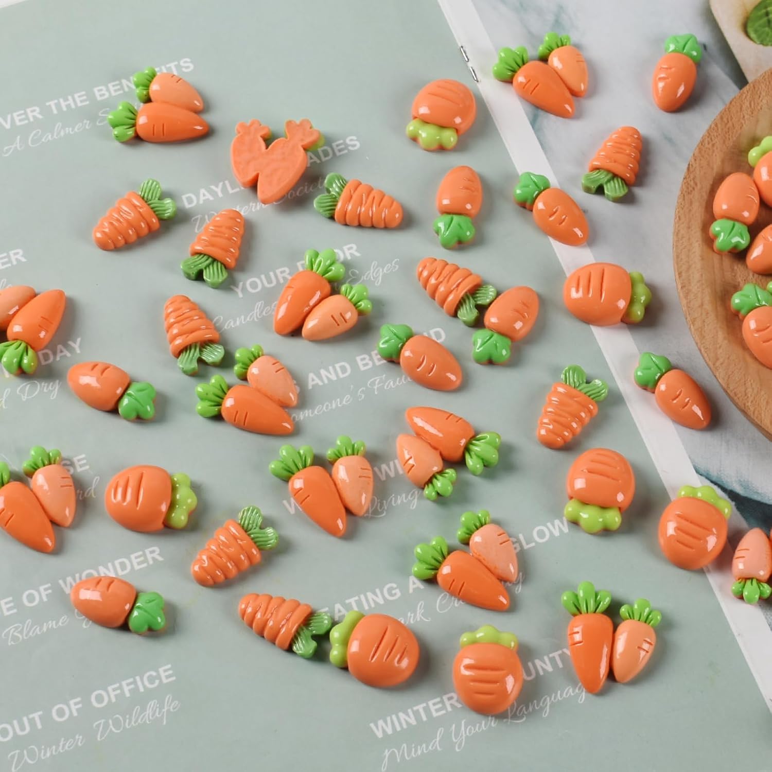 80pcs Easter Carrot Decorations Artificial Carrot Resin Flatback Vegetable Embellishments