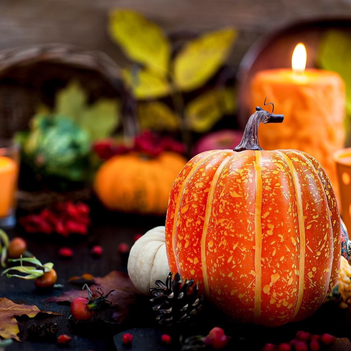 Gresorth 15cm Fake Yellow Pumpkin Halloween Decoration