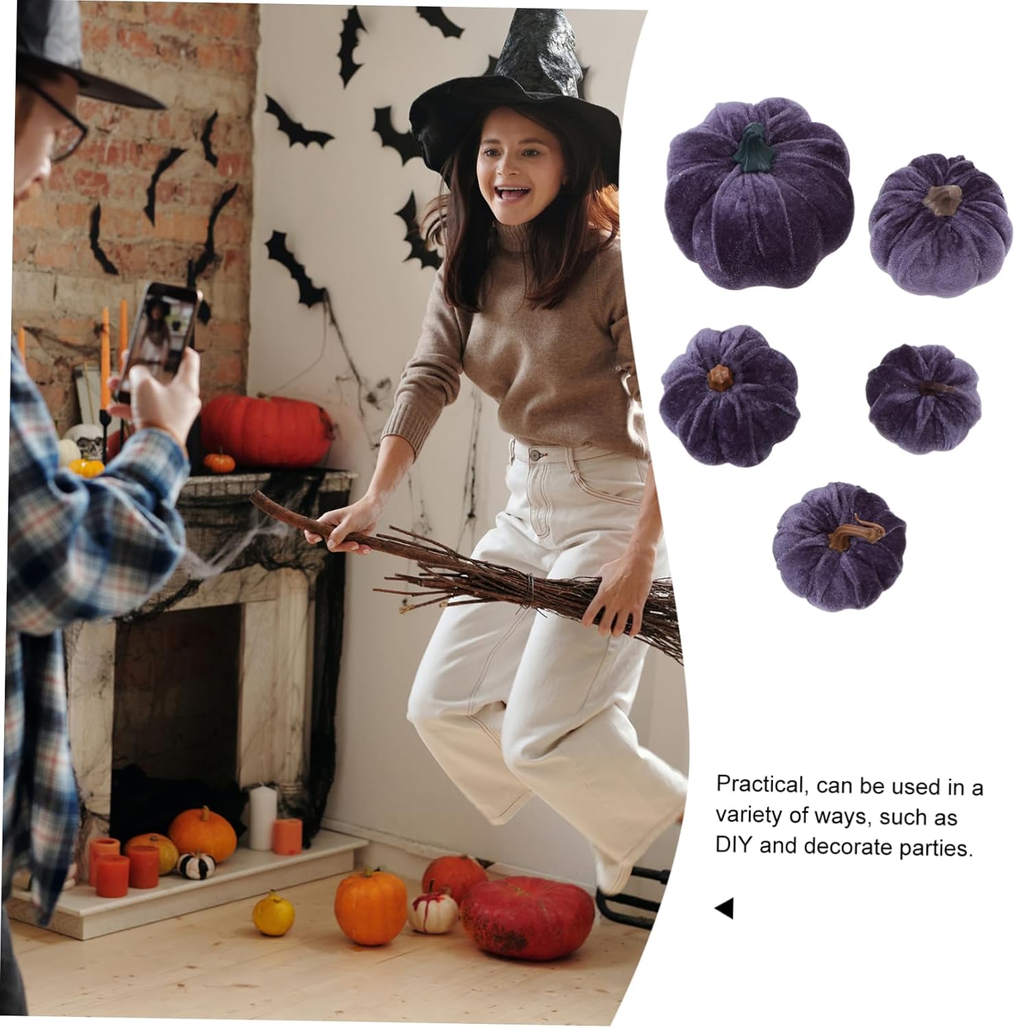 5pcs Flannel Foam Halloween Pumpkins Decor