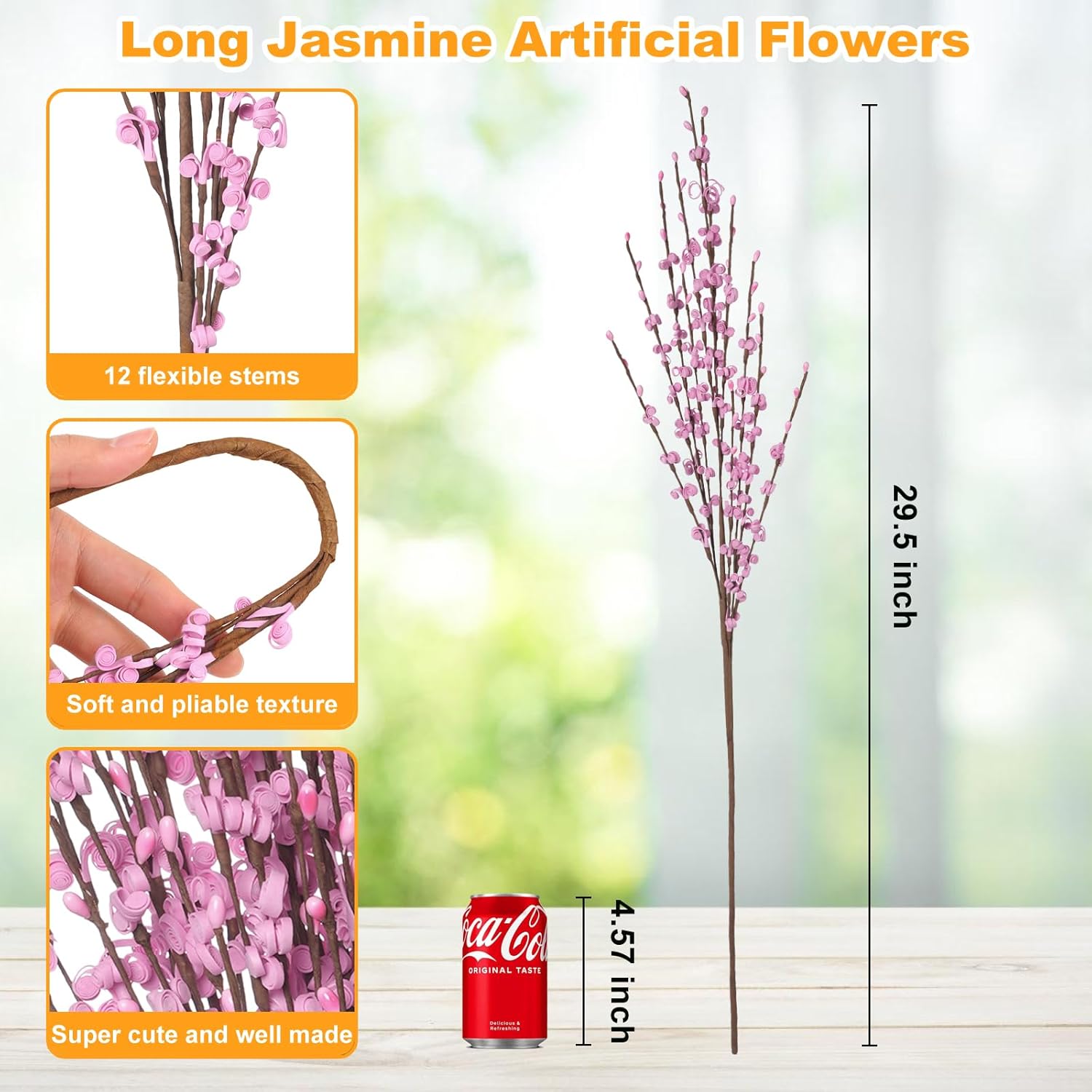 5 Pcs 299 Inch Artificial Pink Jasmine Flowers