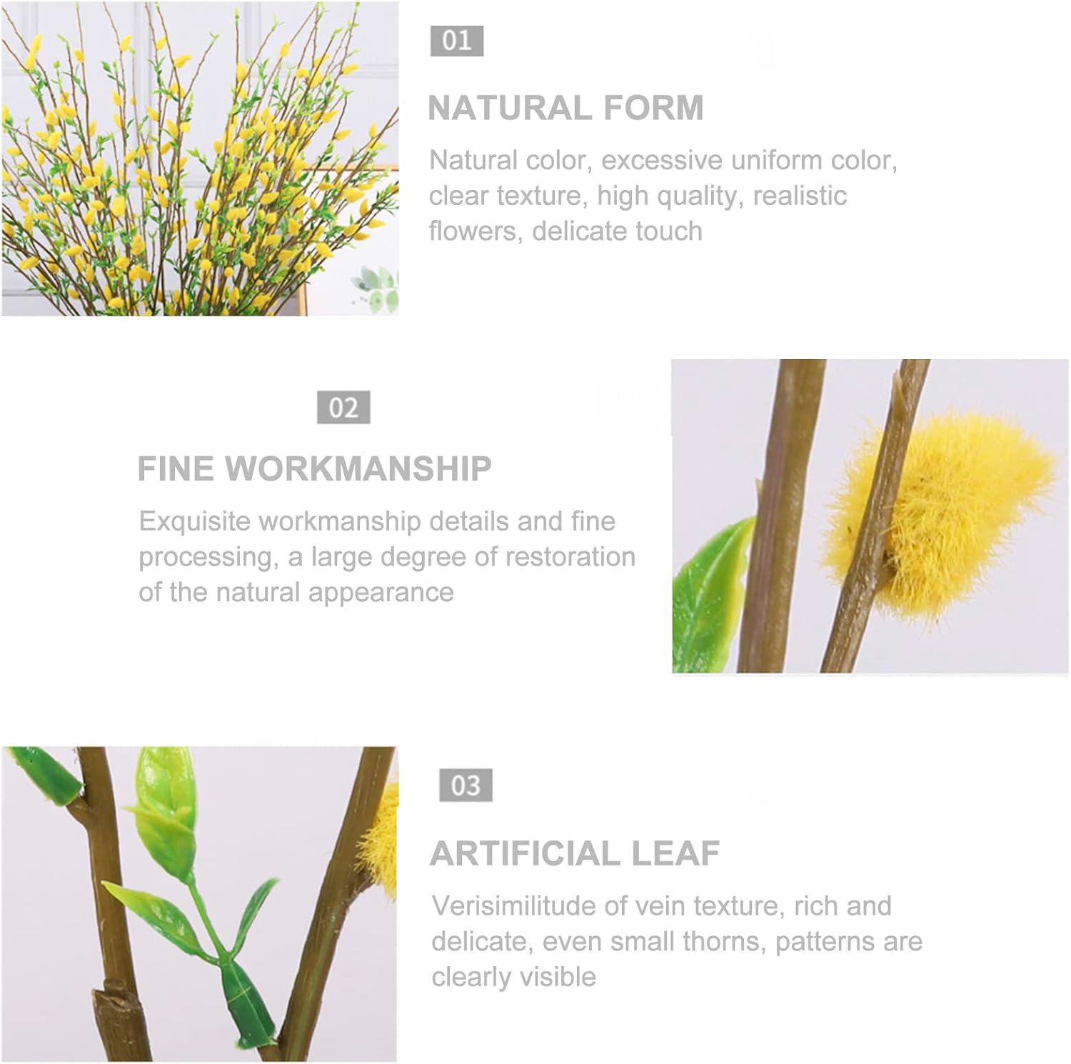 Firlar 6PCS Artificial Silver Pussy Willow Branches 33 Inch