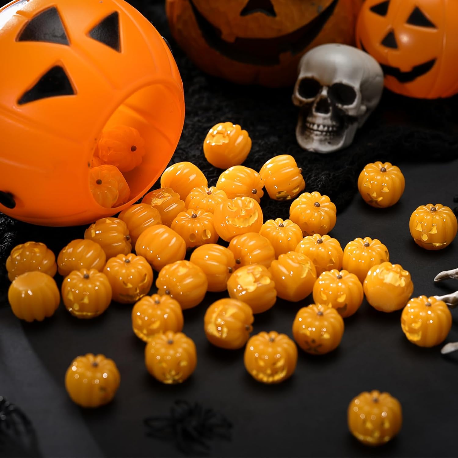 50 Pcs Mini Resin Pumpkins Halloween Decor Favors Gifts