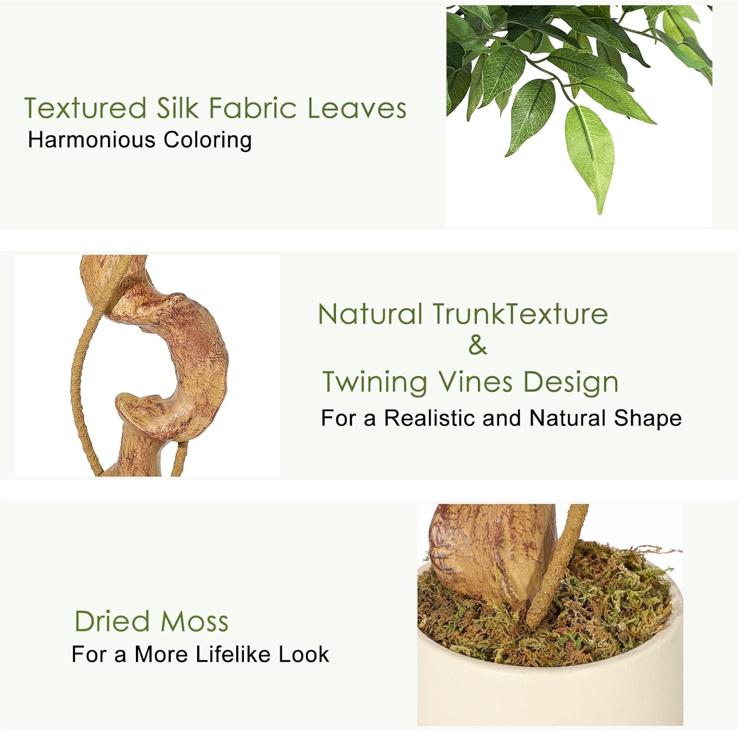 GarveeHome 6 Feet Ficus Artificial Tree with Curved Trunk