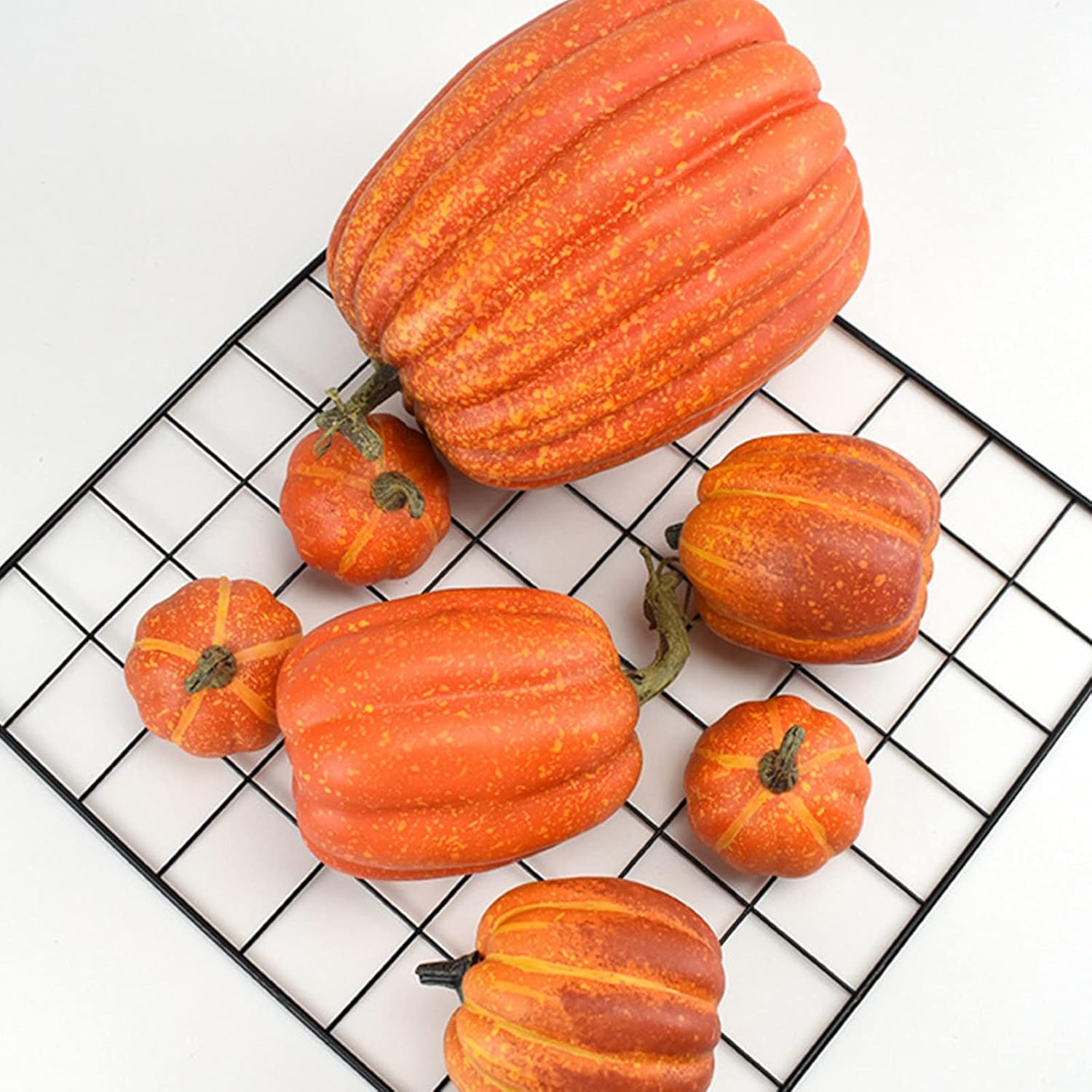 7Pcs Artificial Pumpkins Halloween Decoration Set