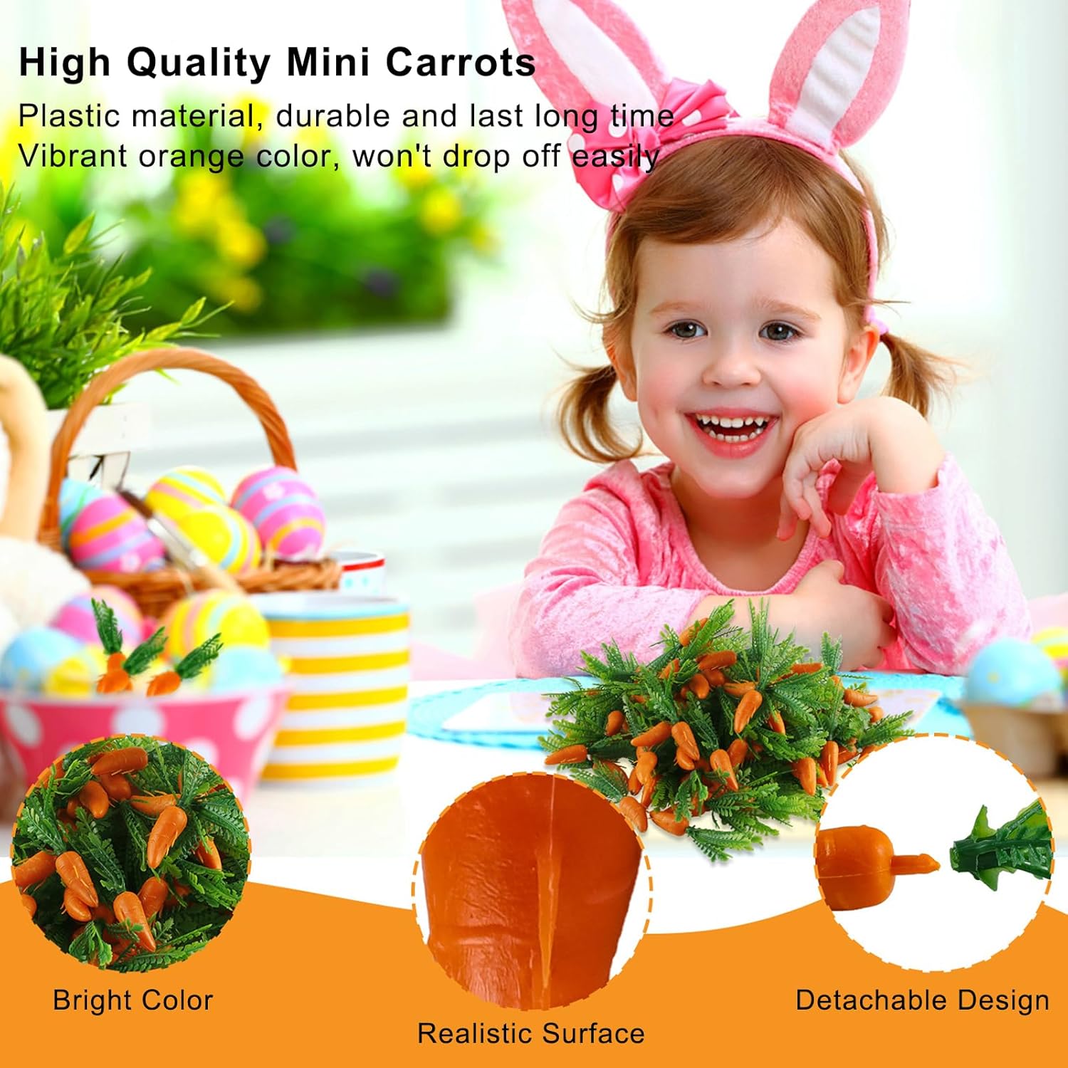 100PCS Mini Easter Carrots Plastic Decorations