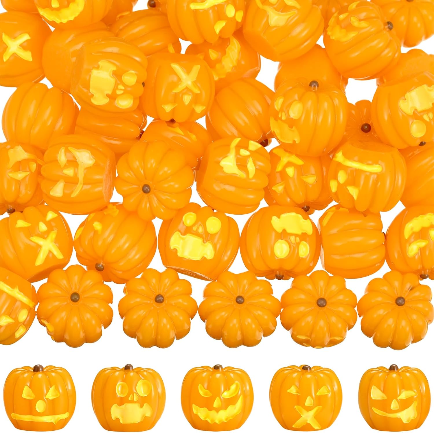 50 Pcs Mini Resin Pumpkins Halloween Decor Favors Gifts