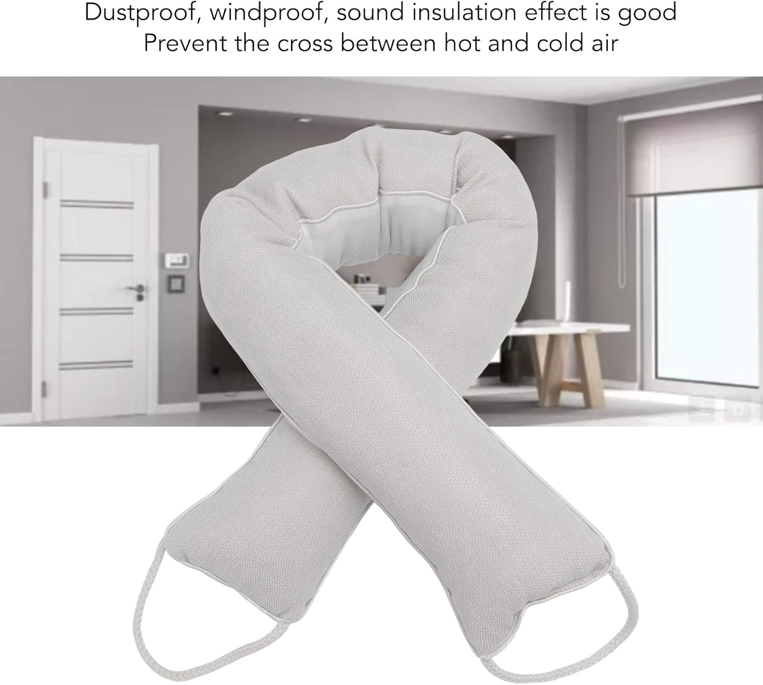 Jinlorion Door Snake Draft Stopper Soft Material Noise Blocking Washable Beige