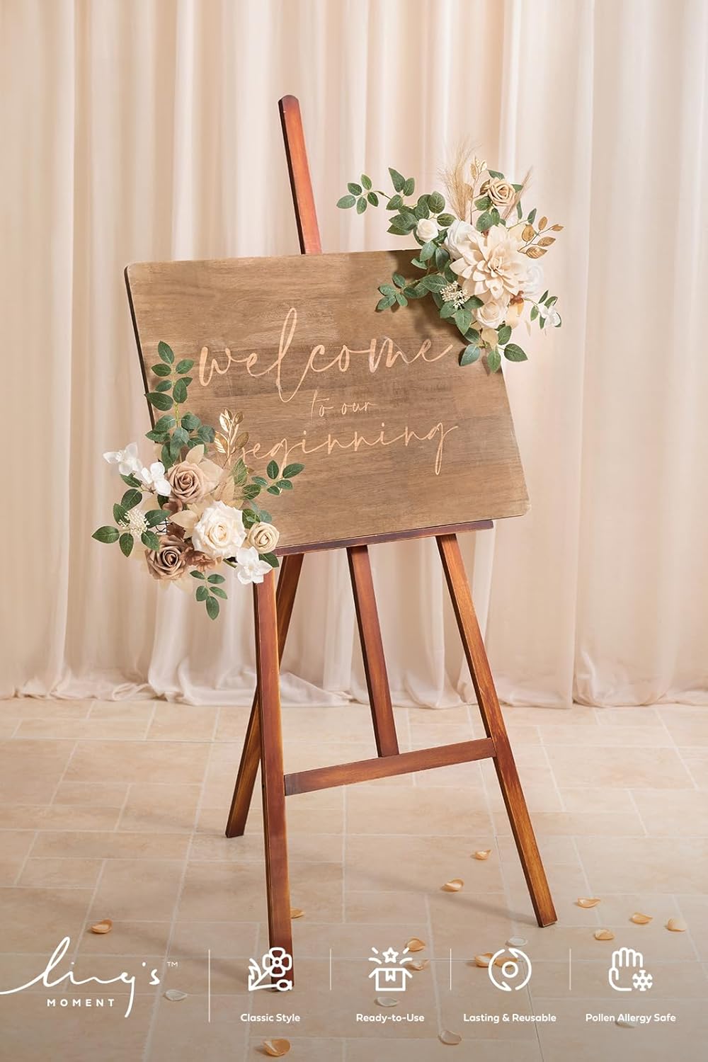 Lings Moment 2pcs Fall Wedding Artificial Floral Swags Welcome Sign Flowers Backdrop