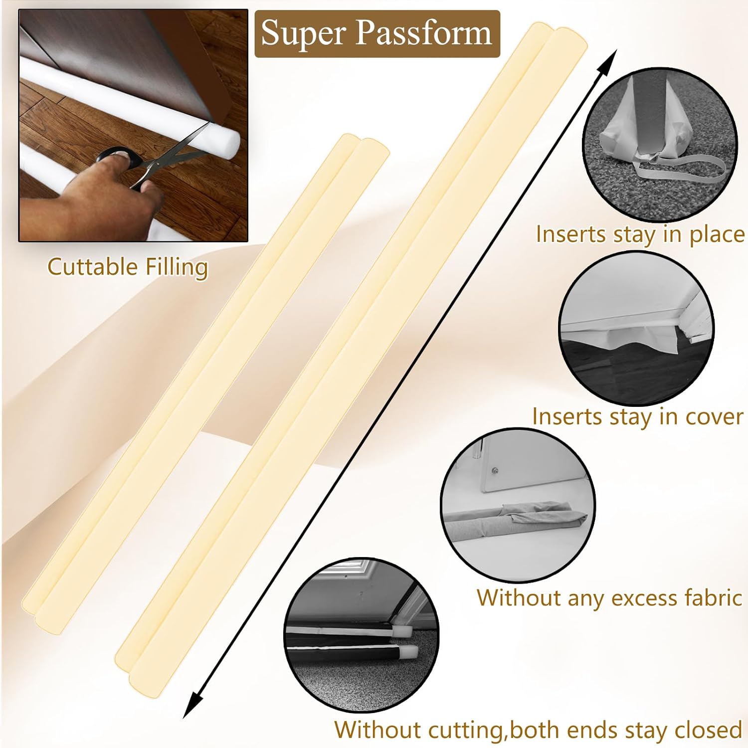 JUJIBL Under Door Draft Stopper 35 Inch Beige