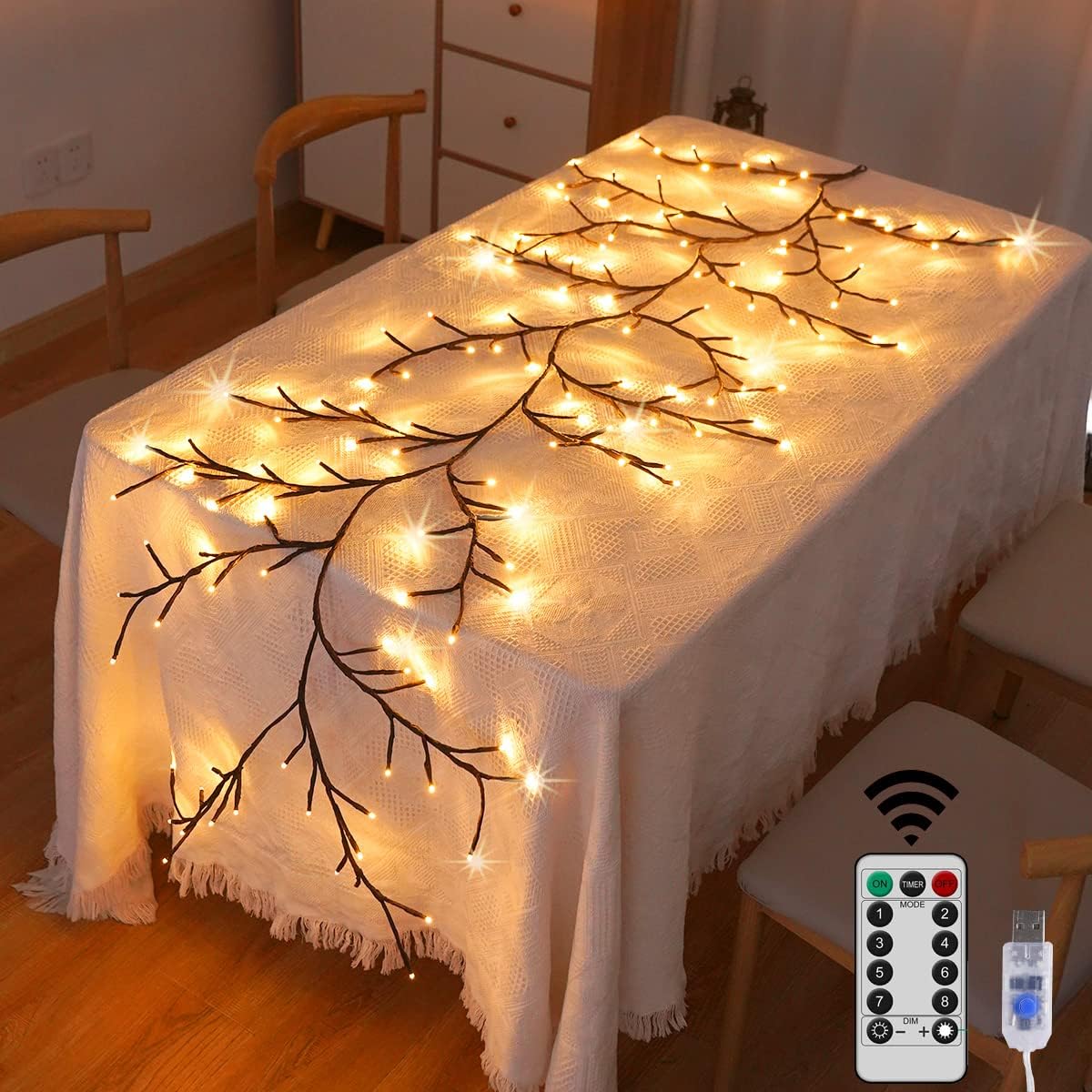 Lighted Willow Vine 144 LEDs Wall Decor 6 Ft