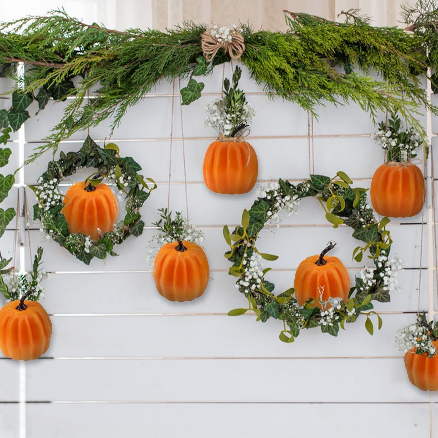 Woration 5 Inch Artificial Orange Pumpkin Decor
