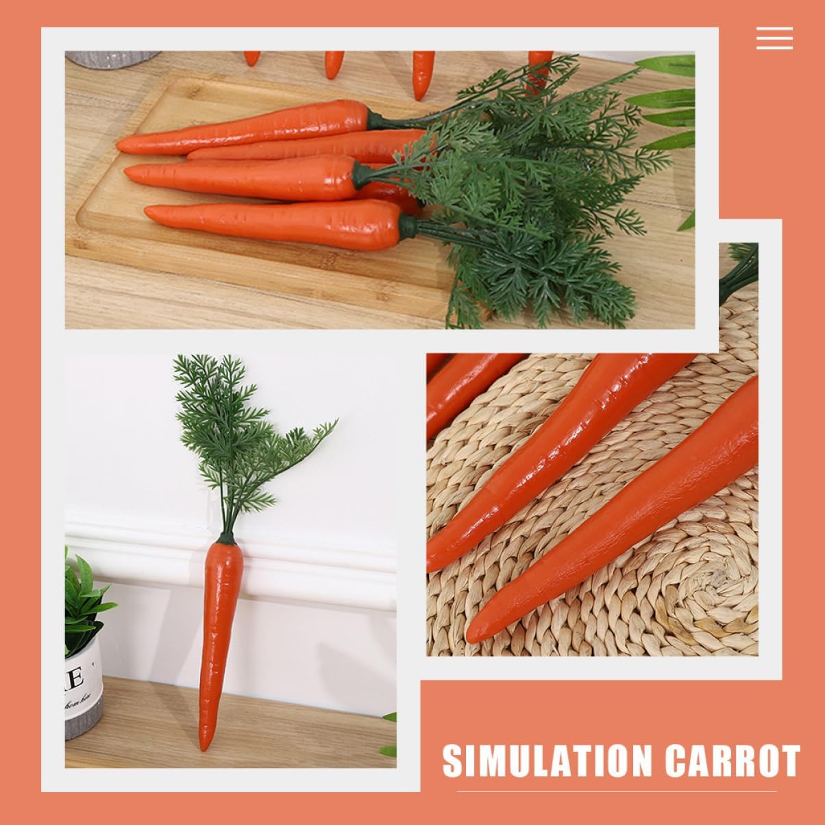 Ciieeo Realistic Artificial Carrots 2pcs Orange 33x115cm