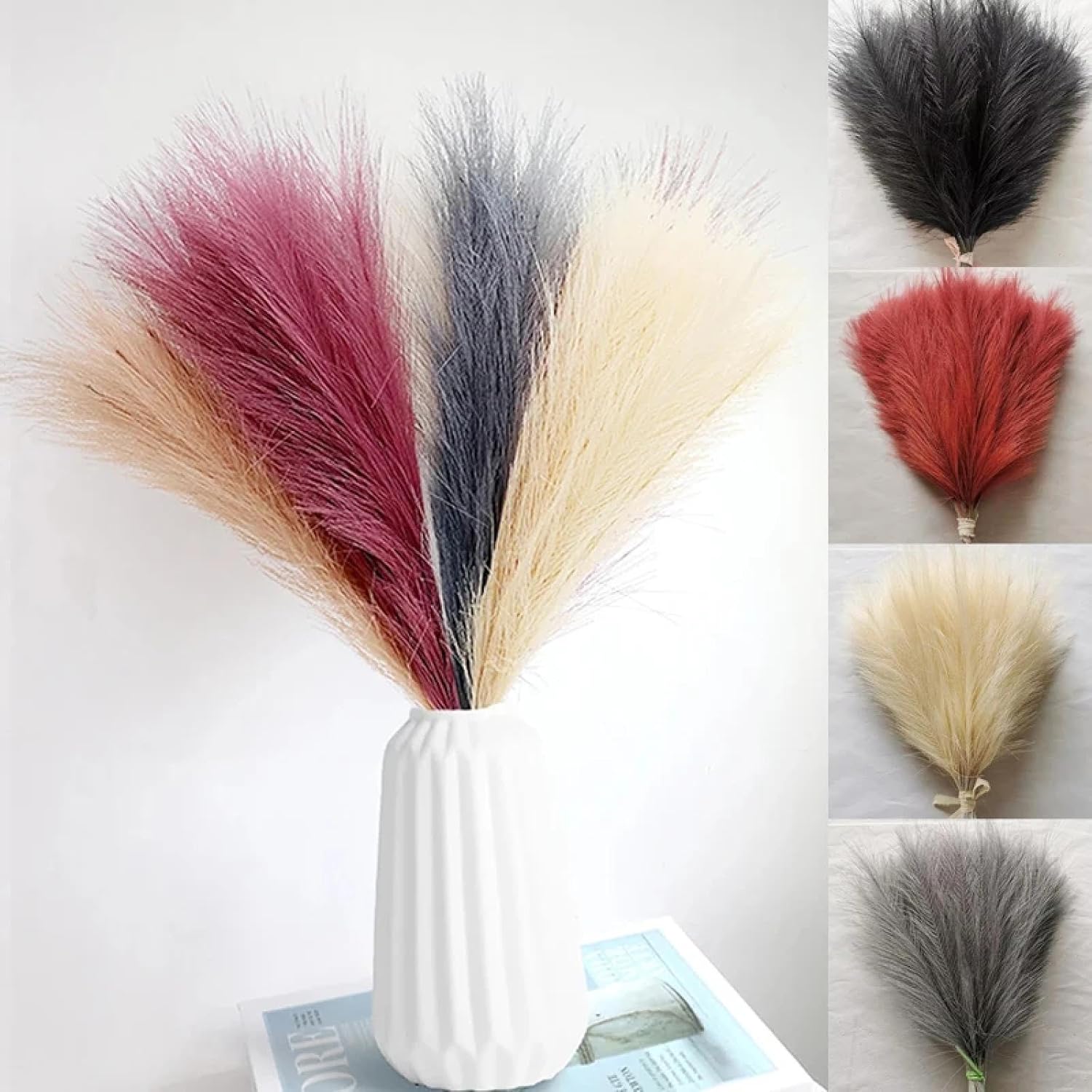 Boho Room Decor 10Pcs Artificial Black Pampas Grass Bouquet