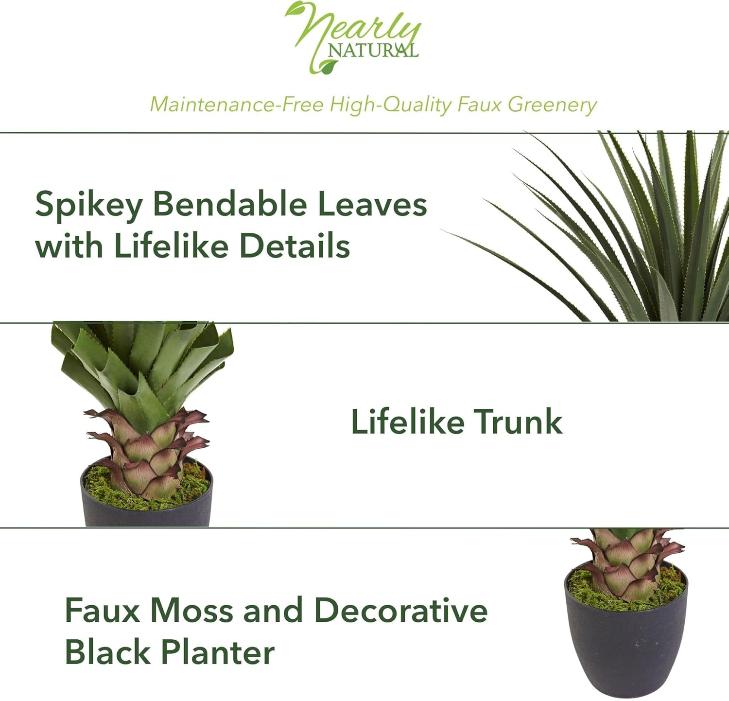 Nearly Natural 4 Spiked Agave Plant Green