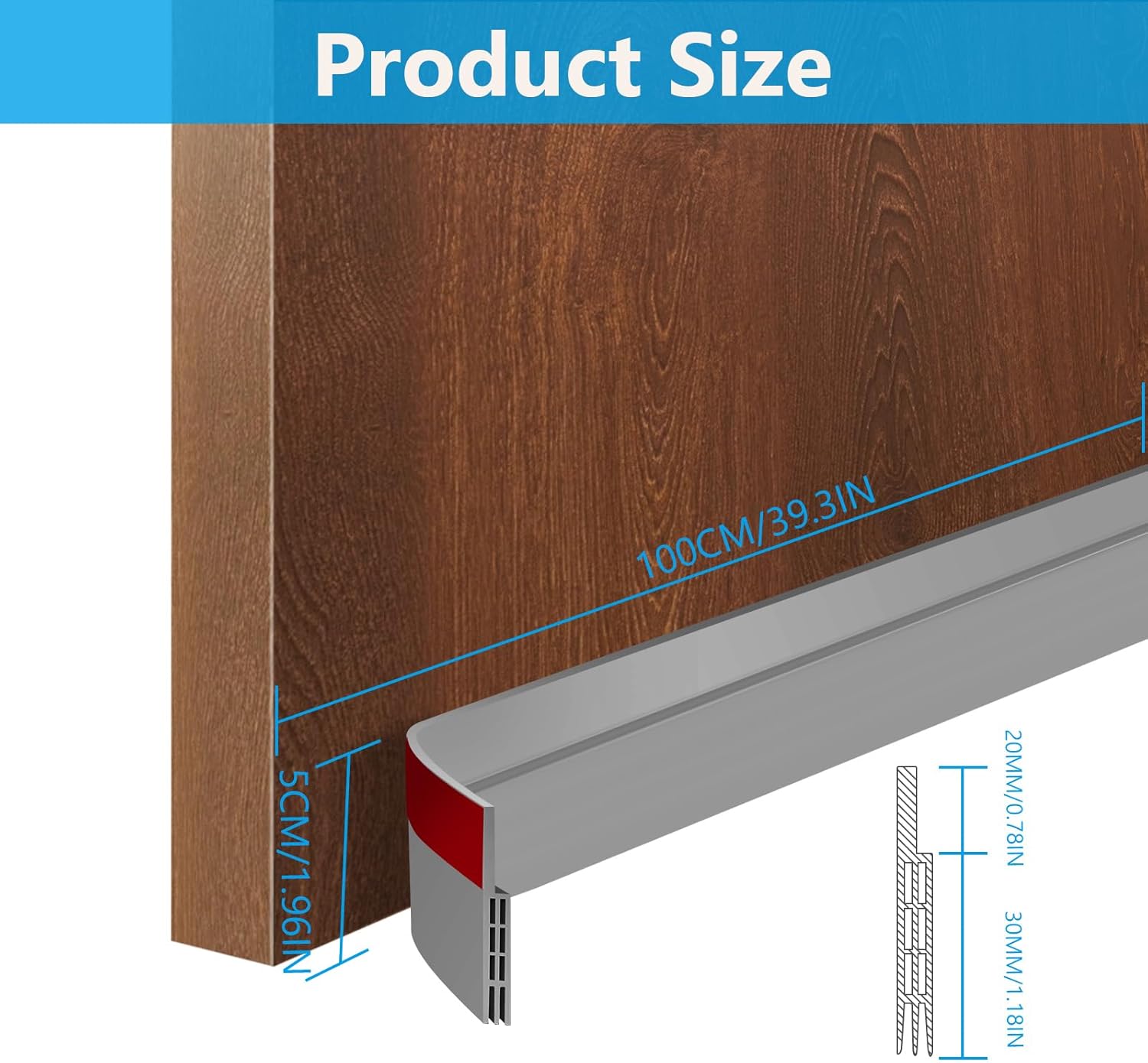 Ainiv Door Draft Stopper Under Door Seal Anti-Collision Grey
