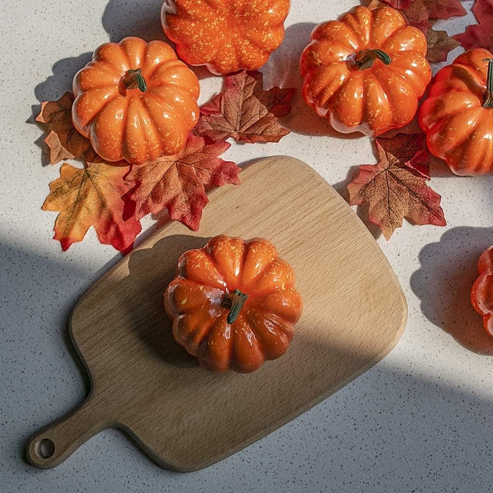 Ulalaza 12PCS Artificial Pumpkins for Fall Decor