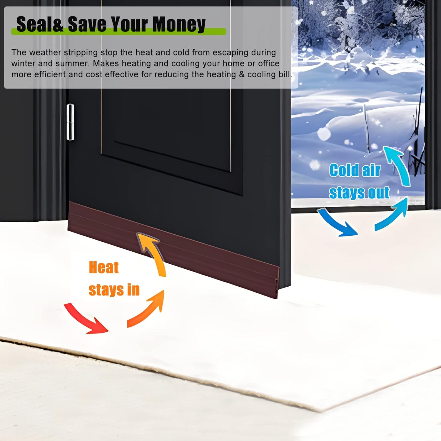 BEINME Waterproof Door Draft Excluder for Large Gaps