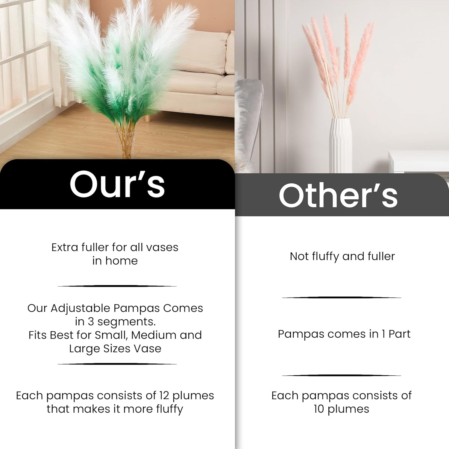 7 Pcs 45 In Faux Pampas Grass Green Gradient