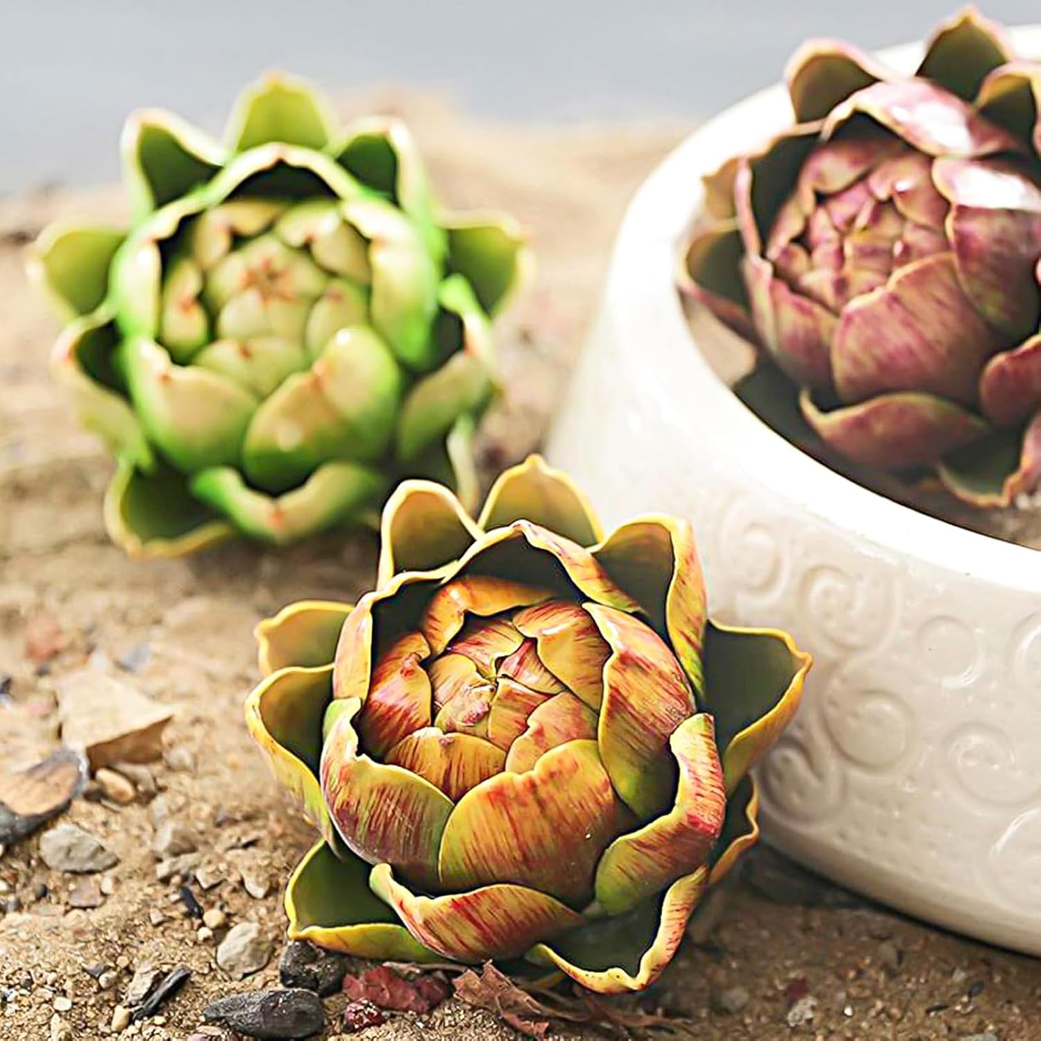 Artificial Artichoke Decor Yellow Large Plastic