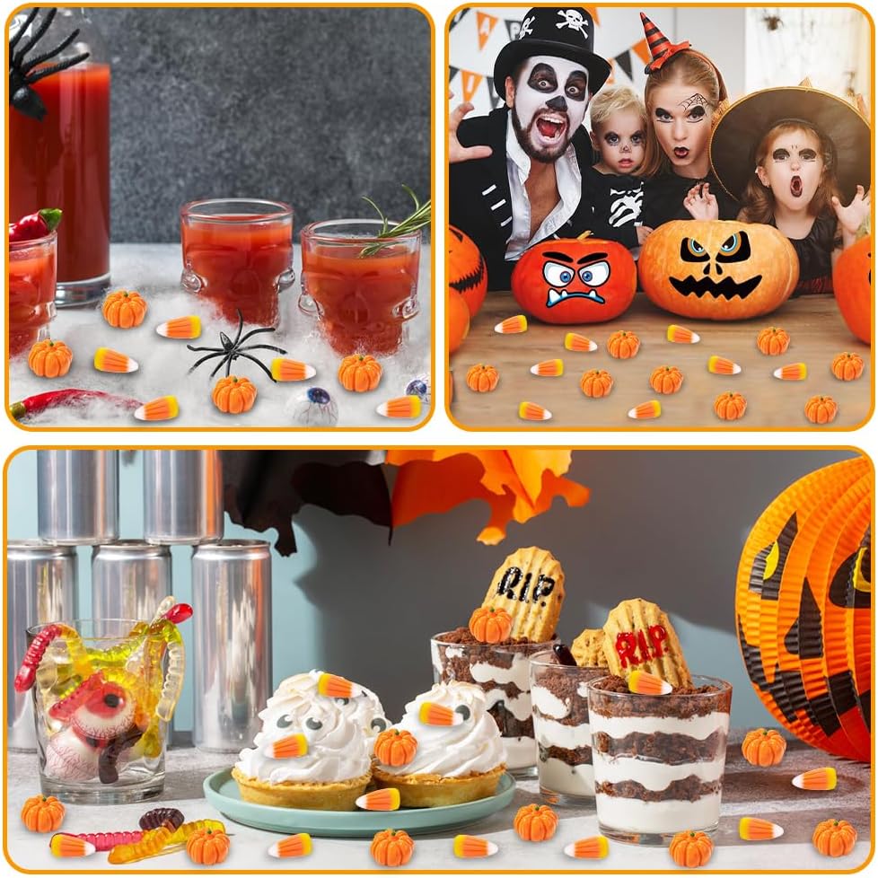 70pcs Halloween Mini Resin Pumpkins Candy Corn Decorations