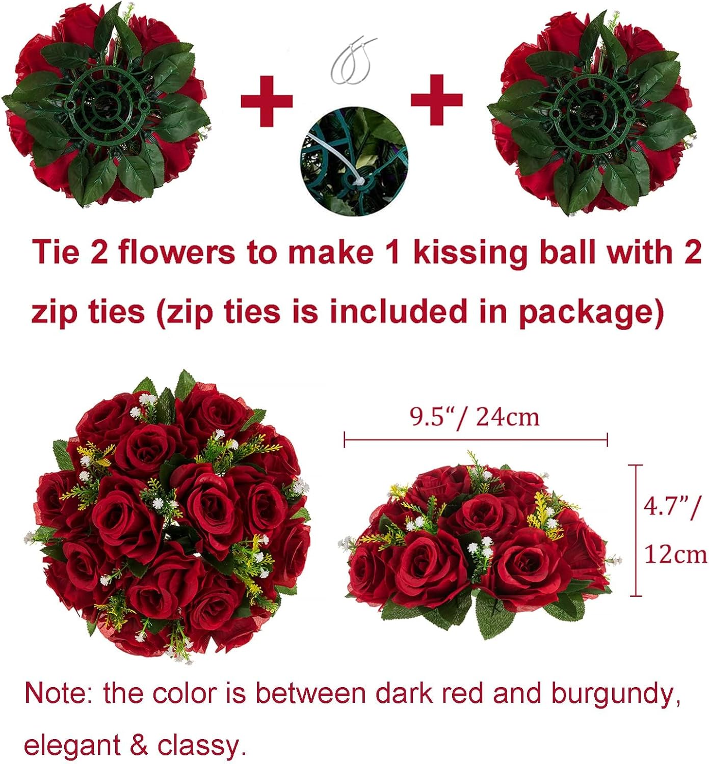 Blosmon Flower Balls Wedding Rose Centerpieces 2 Pcs