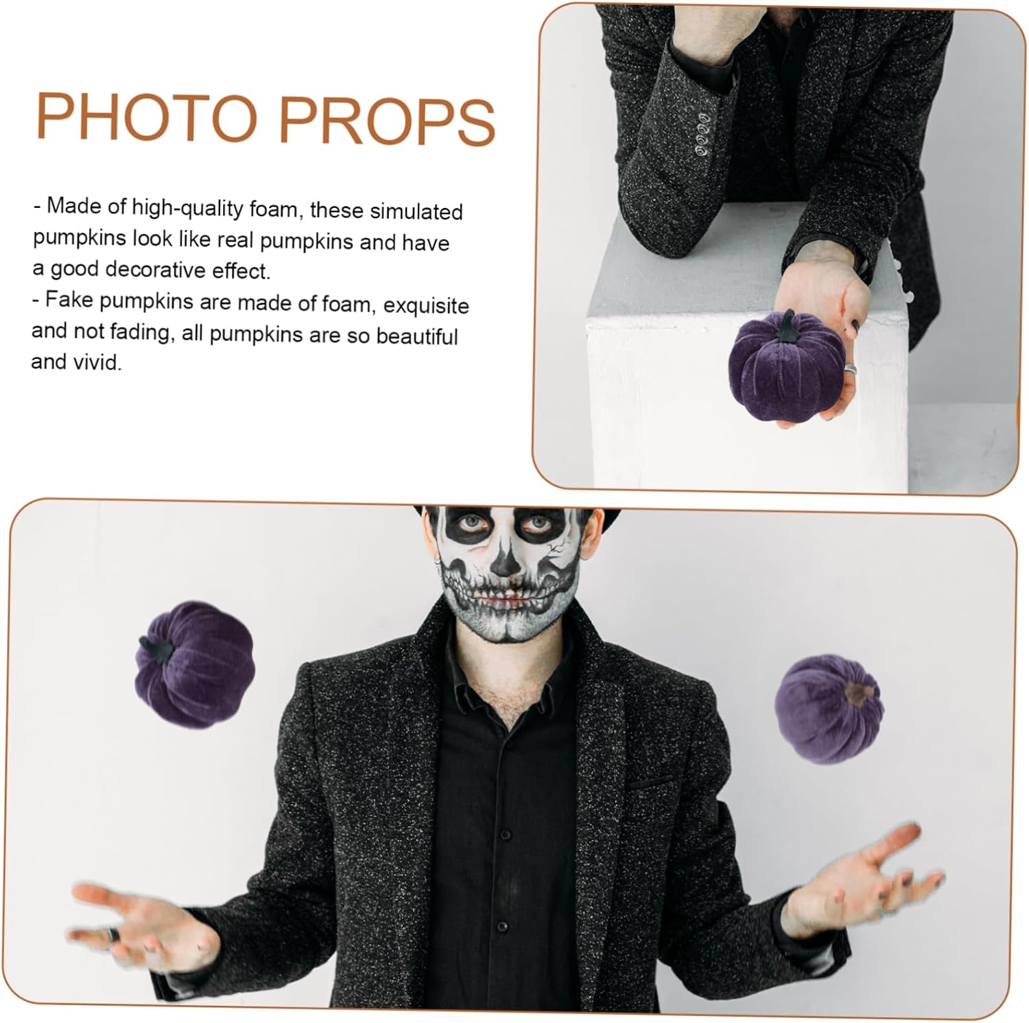 5pcs Flannel Foam Halloween Pumpkins Decor