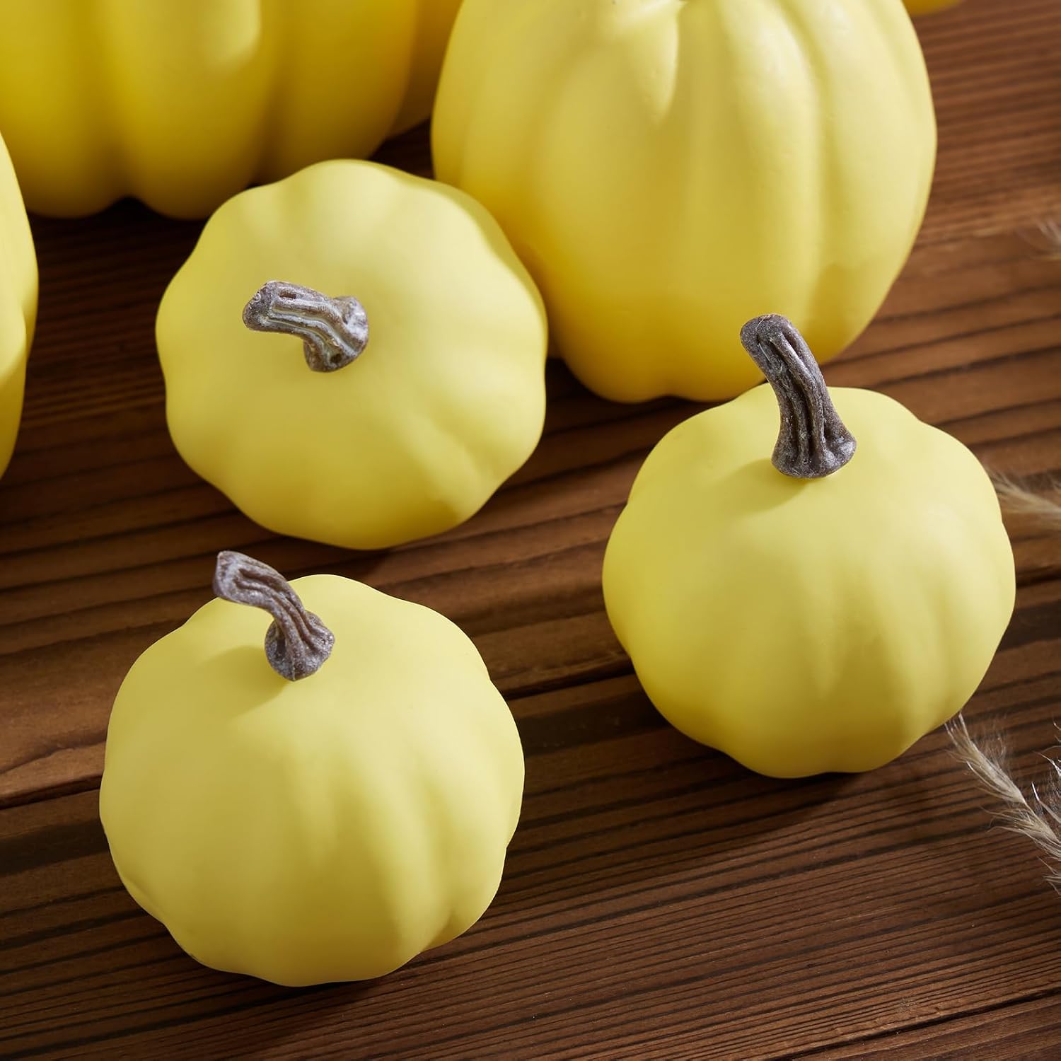 7Pcs Artificial Pumpkins Faux Foam Fall Decor Yellow