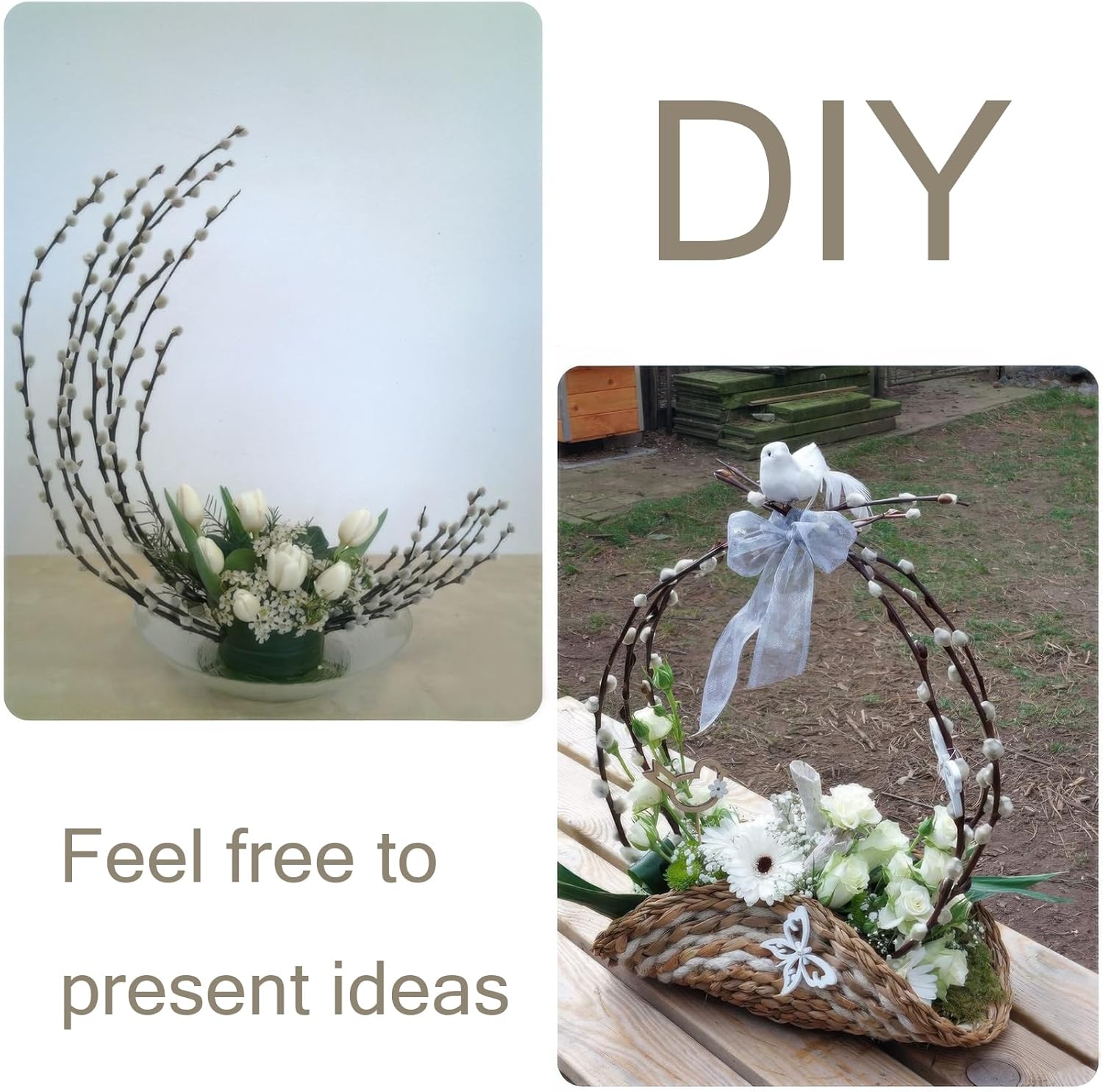 10 Pcs Real Pussy Willow Branches for Vases Decor