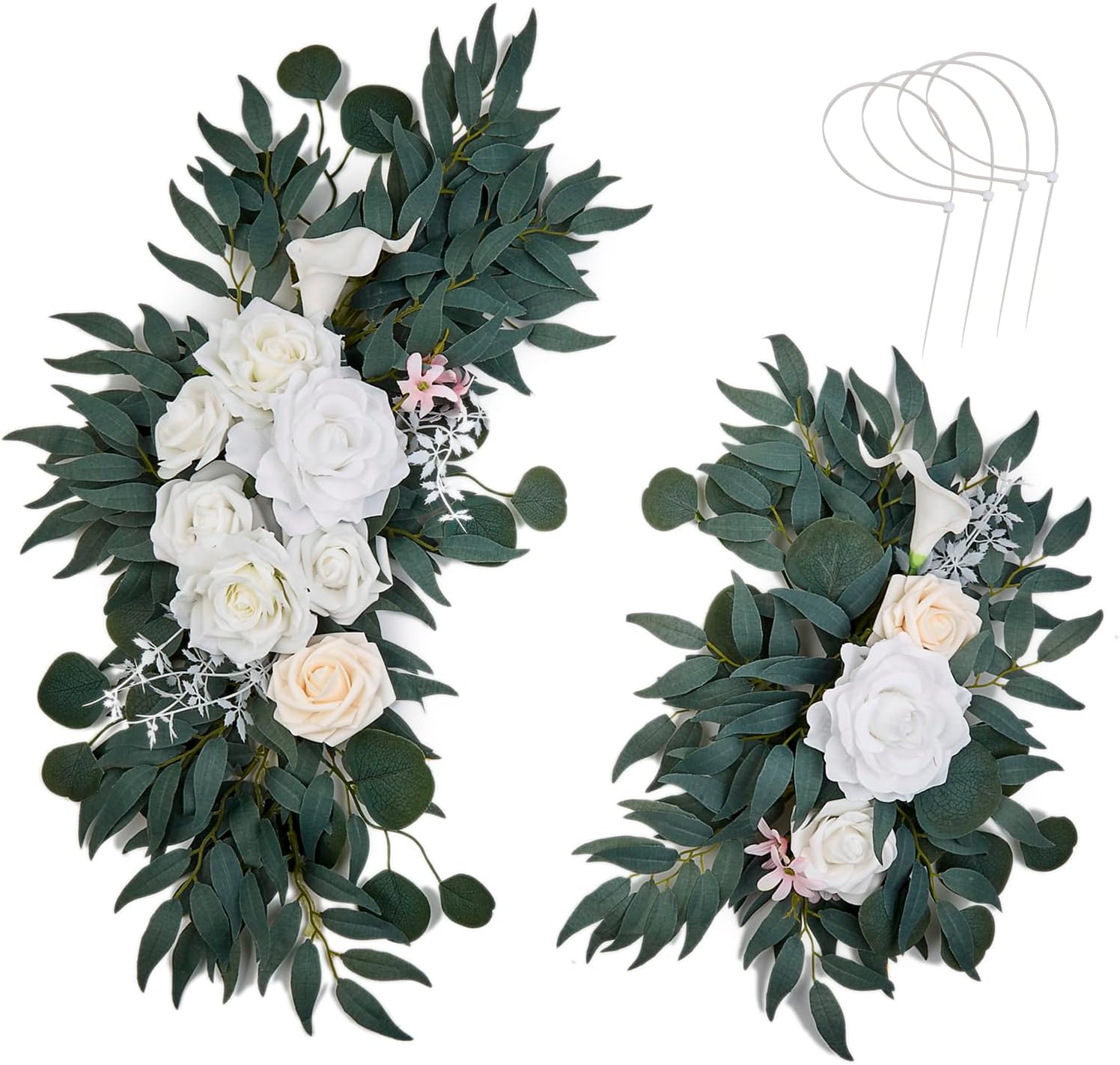 AitnWoy 28 Inch White Wedding Arch Flowers Decor Kit